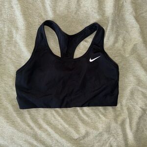 Nike Women's Black Sports Bra with White Logo
